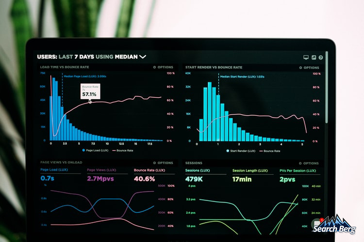 a laptop screen displaying web speed analytics