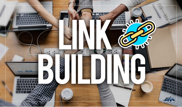 a graphic design with the term ‘link building’ written in the center