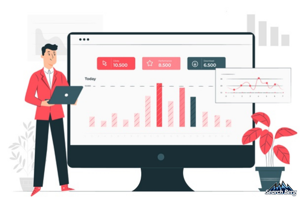 concept illustration of web analytics on a computer screen