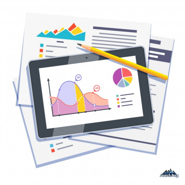 concept illustration of web analytics displayed on a tablet