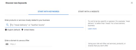 screenshot of the Google Keyword Planner