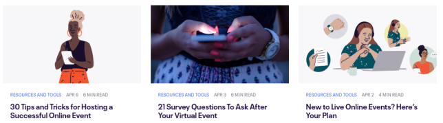 screenshot of value-added and engaging blogs by Eventbrite