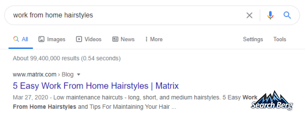 top Google search result for the search query “work from home hairstyles