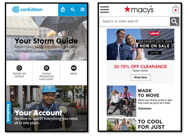 mobile-friendly websites conEdison and Macy’s