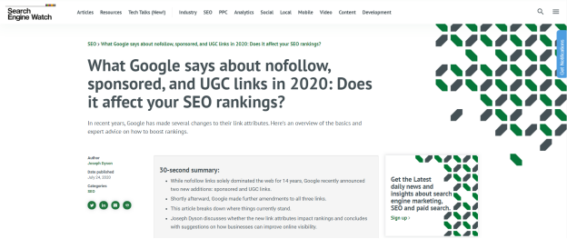 nofollow, sposored and ugc links - post by one of Saerch Berg's lead generation expert Joseph Dyson