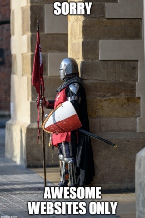 A guard representing Google's algorithm stands before a gate and only allows high-quality websites with solid Off-Page SEO to pass through the gates.