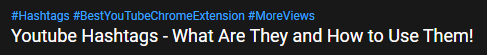 A screenshot of YouTube hashtags