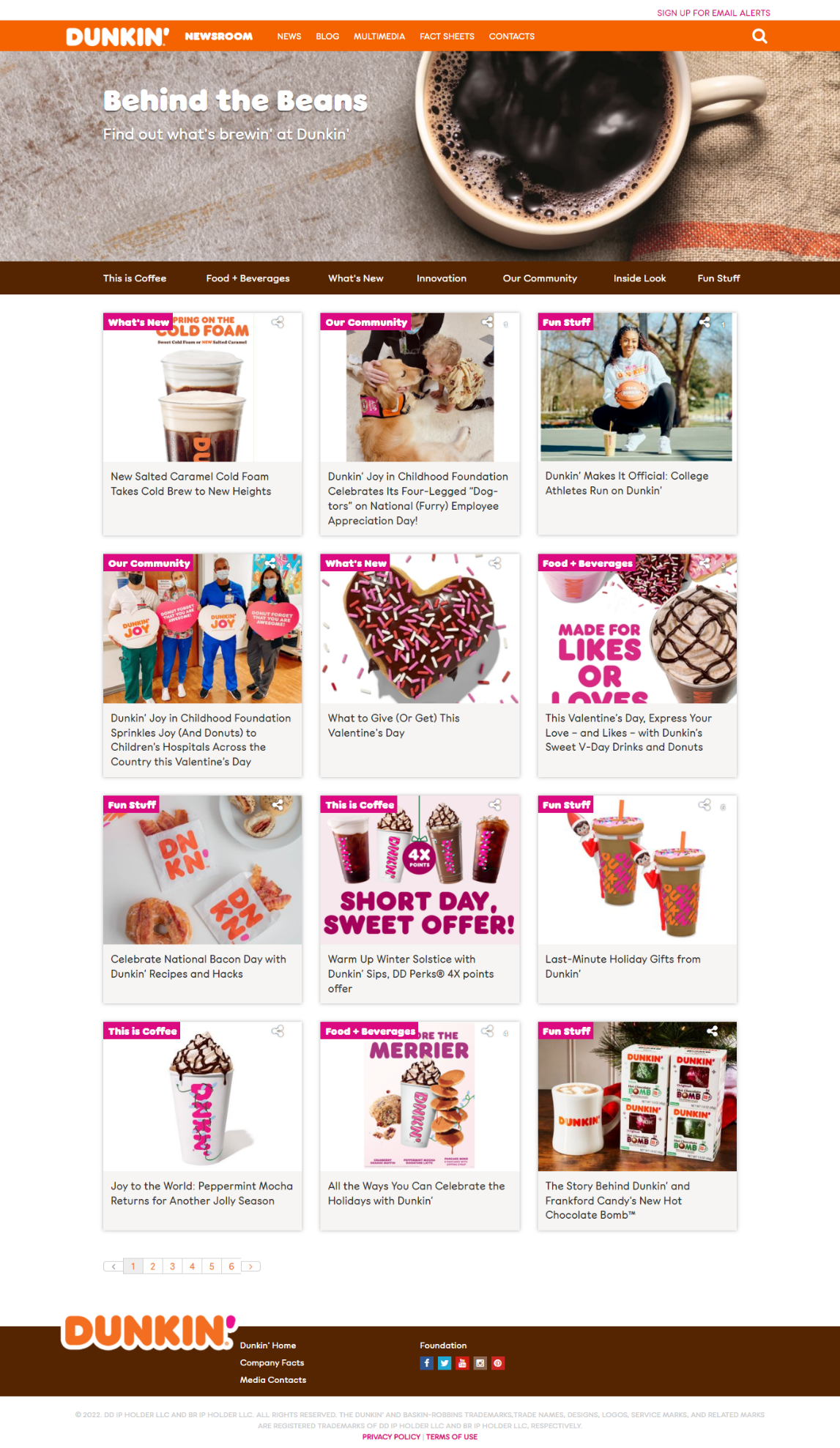 The Dunkin Donuts website