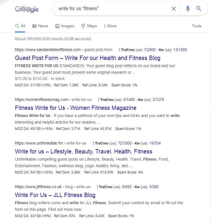 guest post search on Google