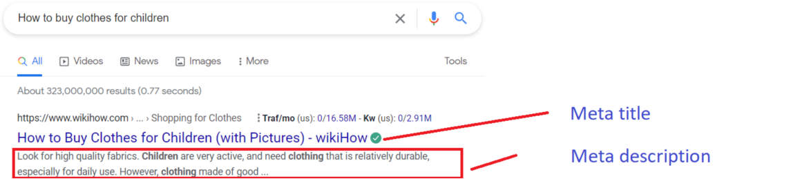 An image of meta title and meta description