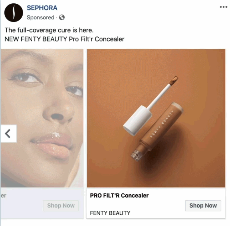 A Facebook ad for Fenty Products on Sephora