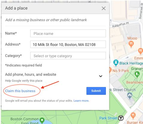  screenshot of how to claim a business using Google Business Profile