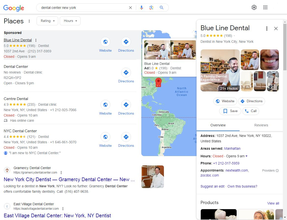 screenshot of an example of a Google business profile with high quality images
