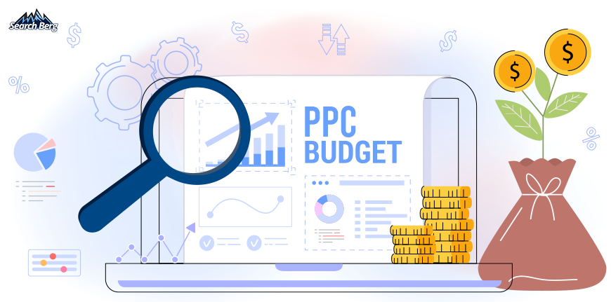 a concept illustration of PPC management budget on a screen