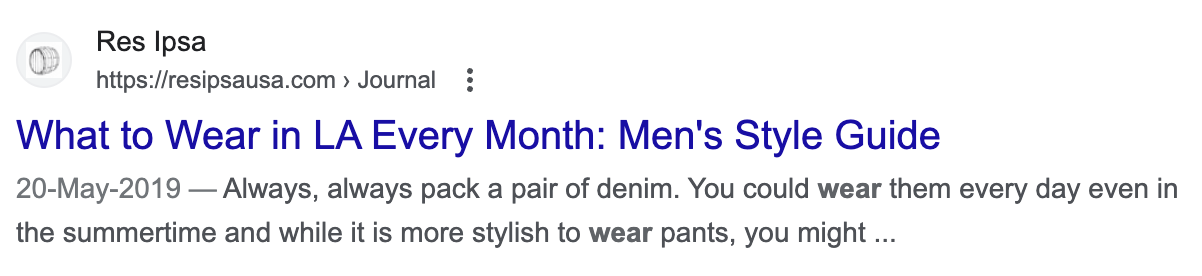 title and meta description for an LA-based men's style guide