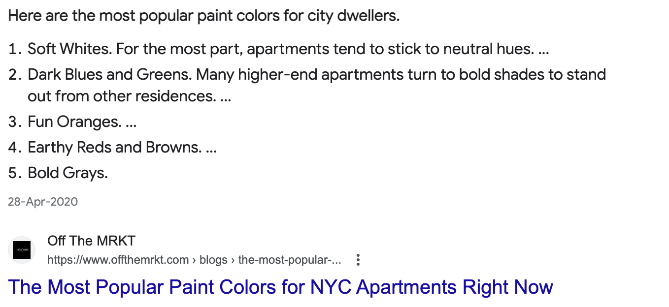 title and meta description for a paint color selection blog targeting web users in NYC