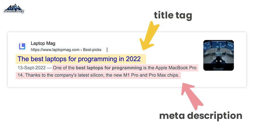 title tag and meta description of an article on the best programming laptops in 2022