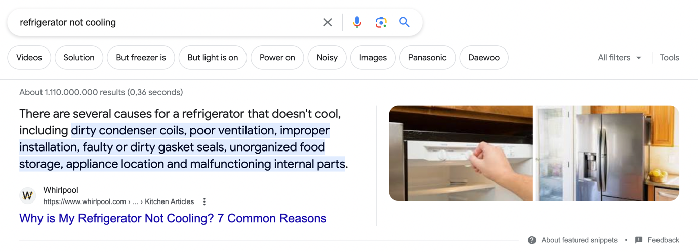 a featured snippet for the Google search "how does a toaster work?"