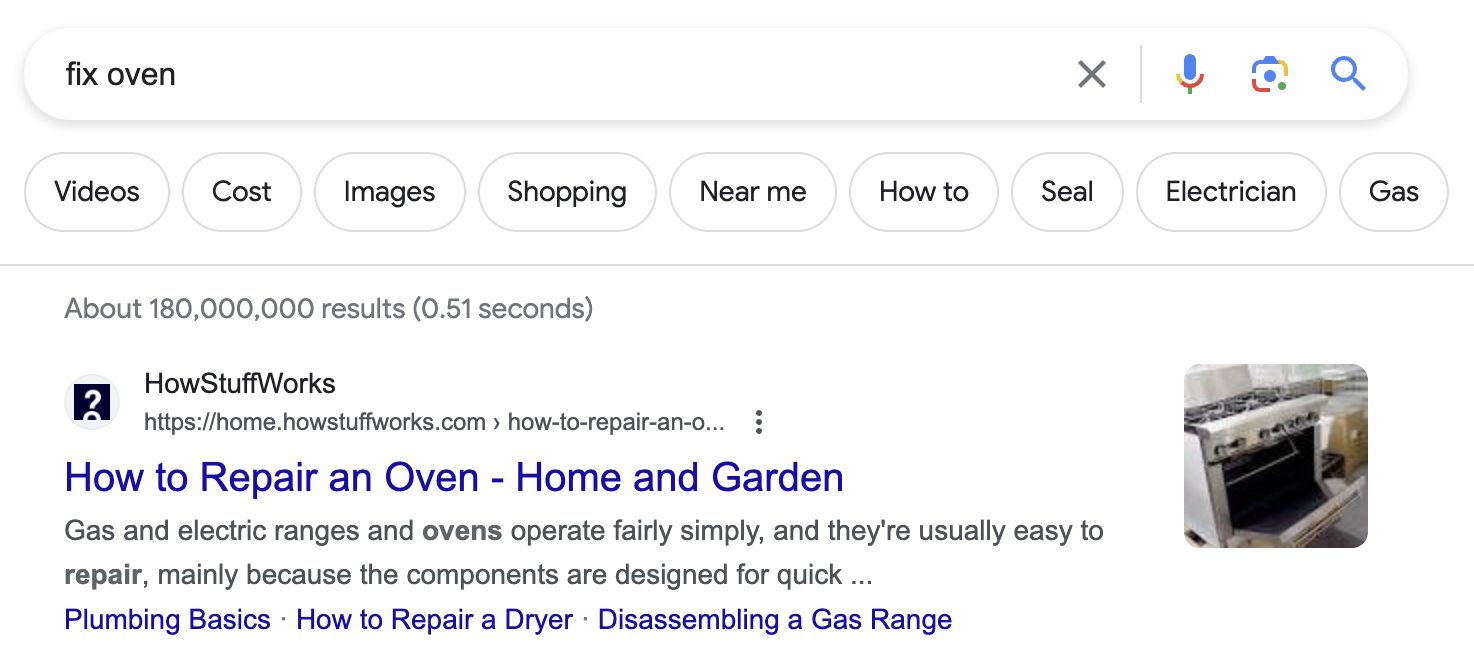 a featured snippet for the Google search "how does a toaster work?"