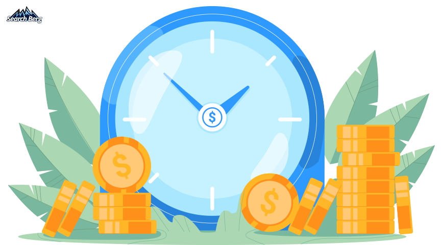 An illustration depicting time and money
