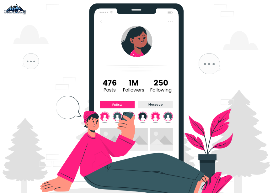An illustration of a curated Instagram profile with many followers and posts