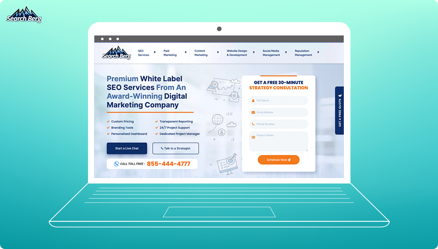 a screenshot of Search Berg's white-label SEO service page
