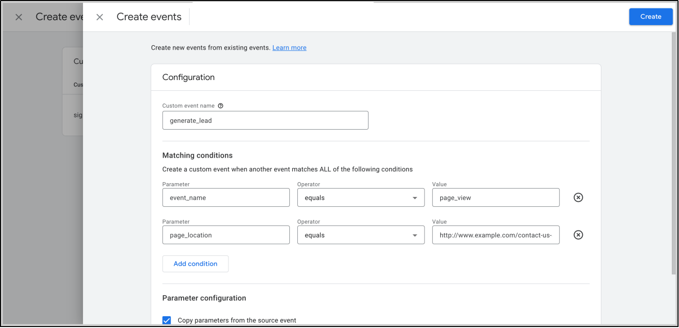 Google Analytics 4 create events