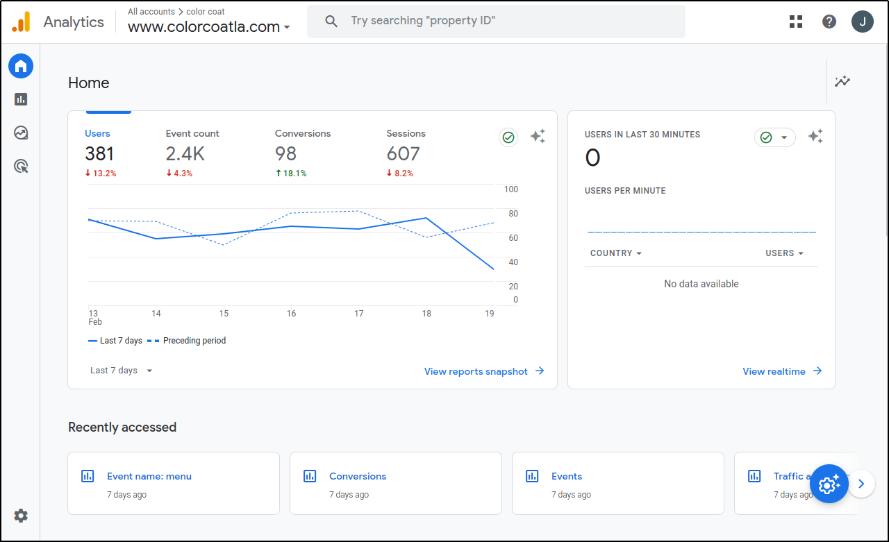 a screenshot of Google Analytics 4's dashboard