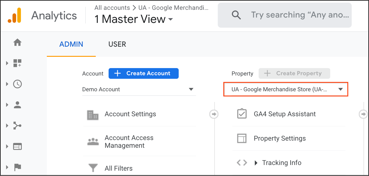 Google Analytics 4 master view