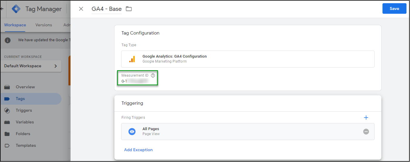 Google Analytics 4 measurement ID