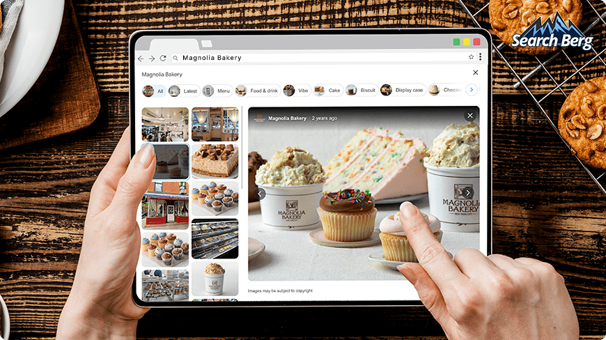 A screenshot of images on Magnolia Bakery’s GMB Profile