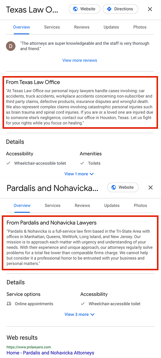 Google Business Profile business descriptions