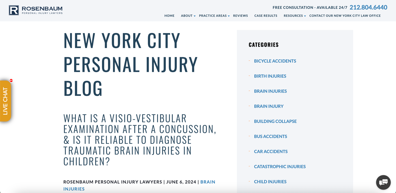 a screenshot of a lawyer's blog categories
