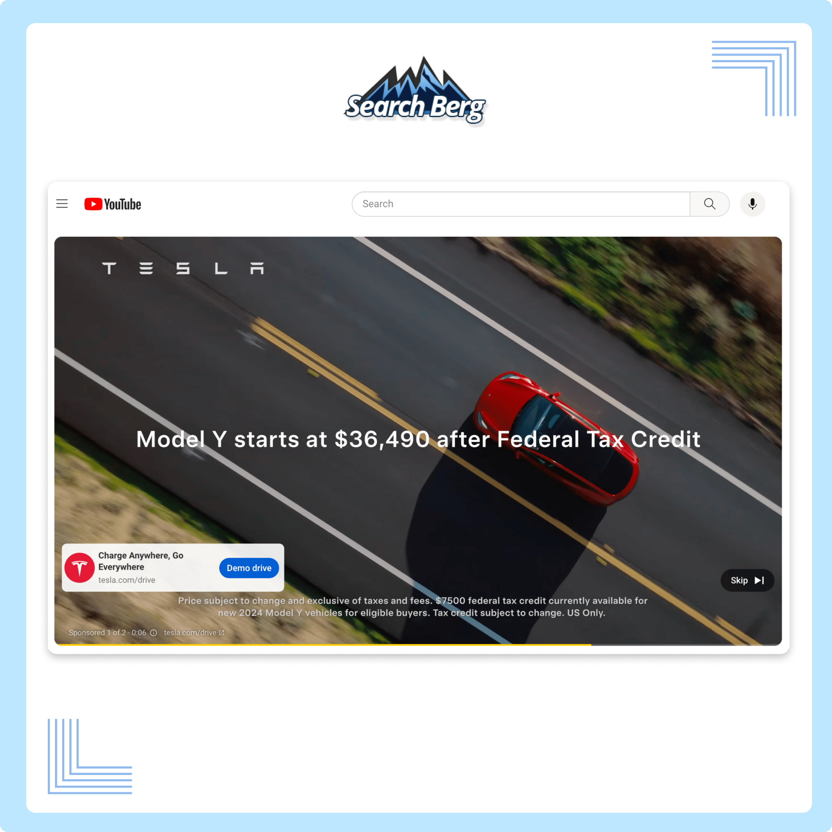 A Tesla instream ad on YouTube